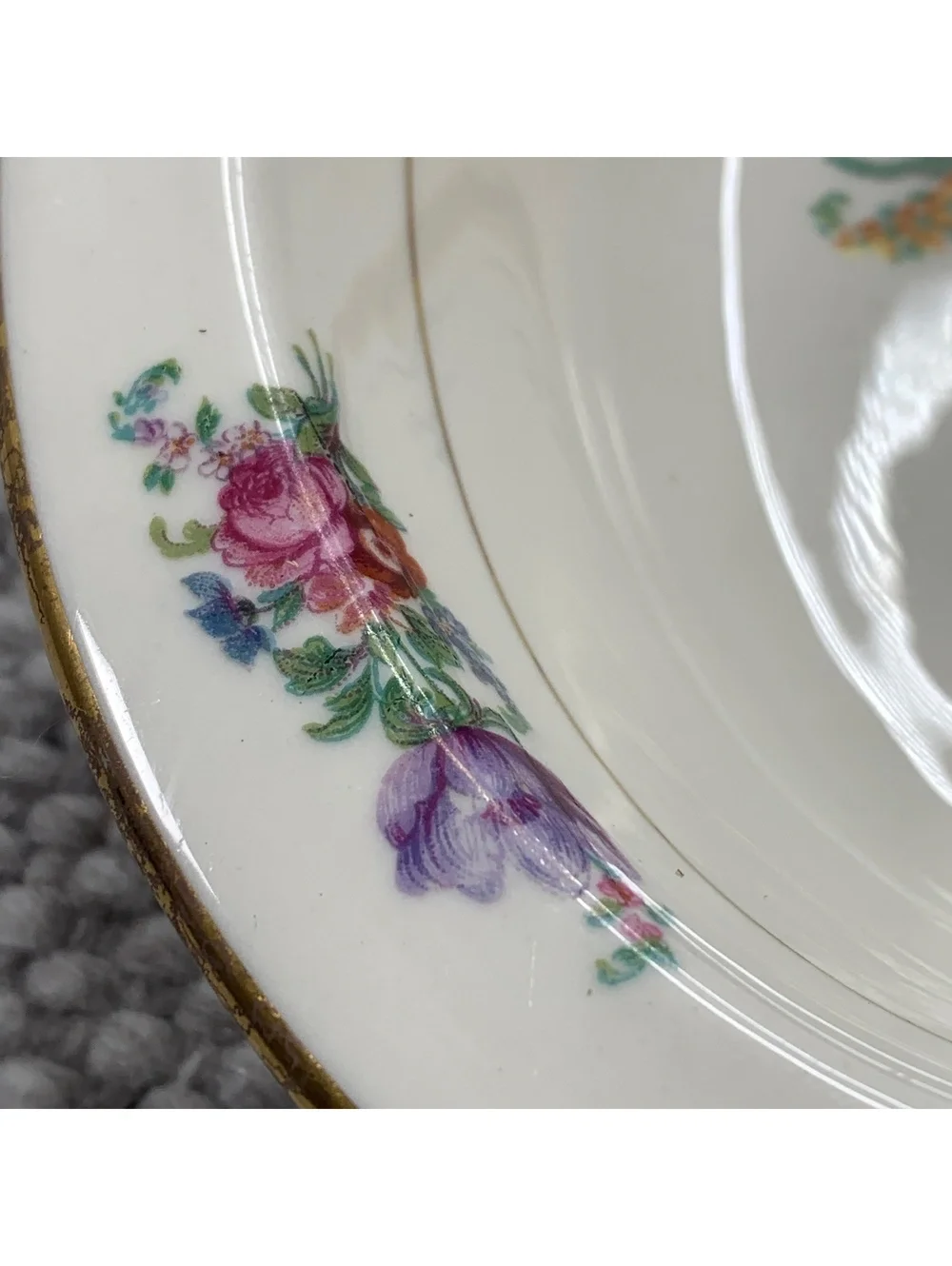 Lamberton China‎ Floral Oval Serving Bowl with Gold Trim